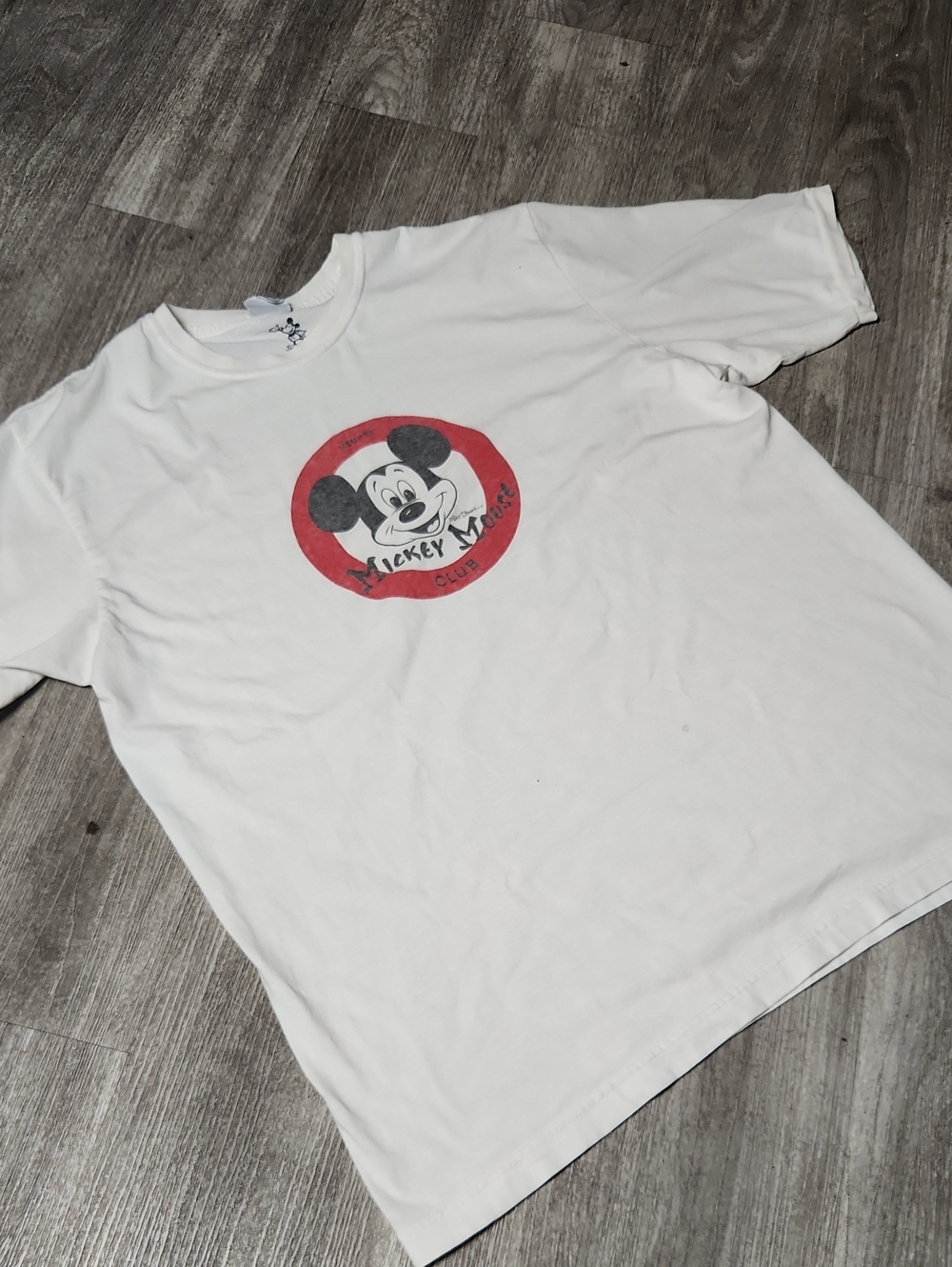 Mickey Mouse Graphic Tee in White with Red Accent